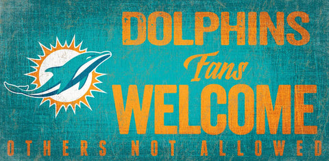 Miami Dolphins Wood Sign Fans Welcome 12x6 - Team Fan Cave