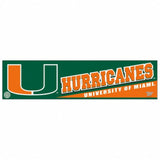 Miami Hurricanes Decal 3x12 Bumper Strip Style