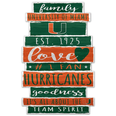 Miami Hurricanes Sign 11x17 Wood Family Word Design-0