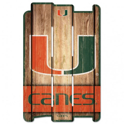 Miami Hurricanes Sign 11x17 Wood Fence Style-0