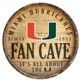 Miami Hurricanes Sign Wood 14 Inch Round Barrel Top Design-0