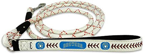 Milwaukee Brewers Retro Baseball Leather Leash - M - Team Fan Cave