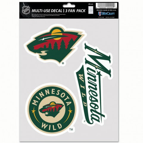 Minnesota Wild Decal Multi Use Fan 3 Pack-0