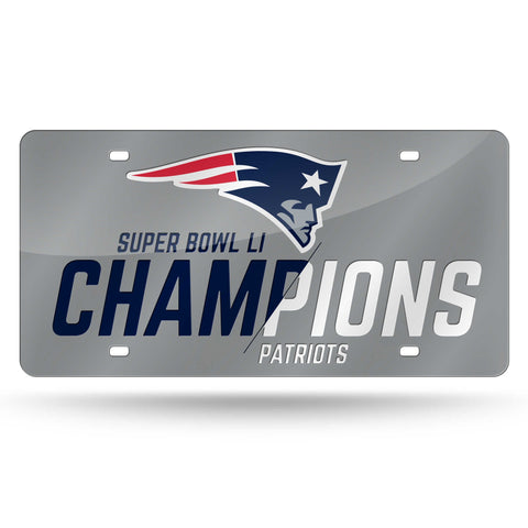 New England Patriots License Plate Laser Cut Silver Super Bowl 51 Champ - Team Fan Cave