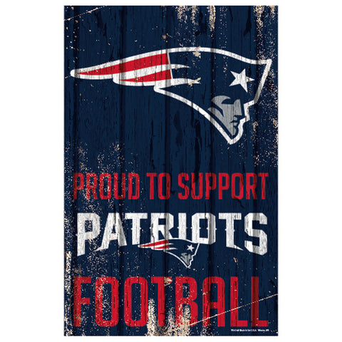 New England Patriots Sign 11x17 Wood Proud to Support Design-0