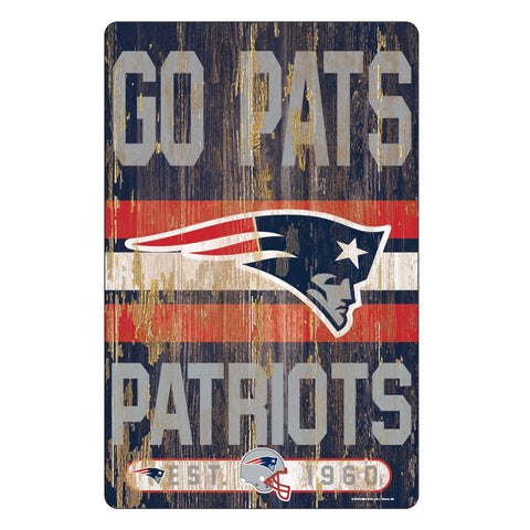 New England Patriots Sign 11x17 Wood Slogan Design-0