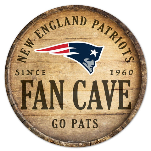 New England Patriots Sign Wood 14 Inch Round Barrel Top Design-0