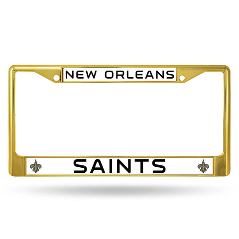 New Orleans Saints License Plate Frame Metal Gold