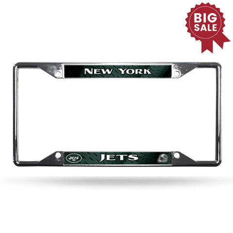 New York Jets License Plate Frame Chrome EZ View - Team Fan Cave