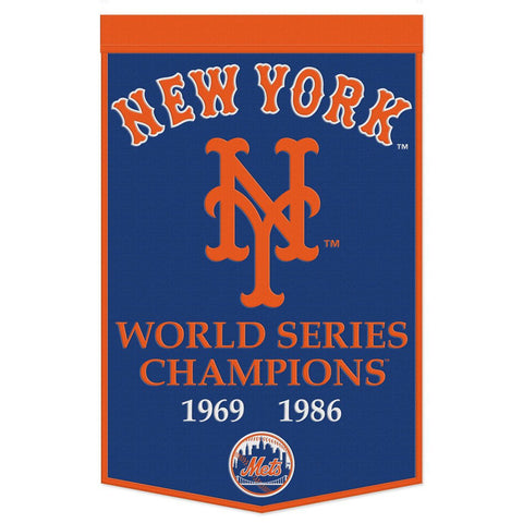 New York Mets Banner Wool 24x38 Dynasty Champ Design - Special Order-0