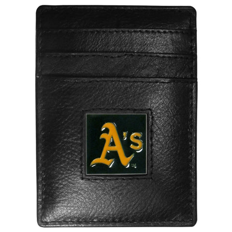 Oakland Athletics Wallet Leather Money Clip Card Holder - Team Fan Cave