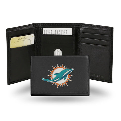 Miami Dolphins Wallet Trifold Leather Embroidered Alternate Design-0