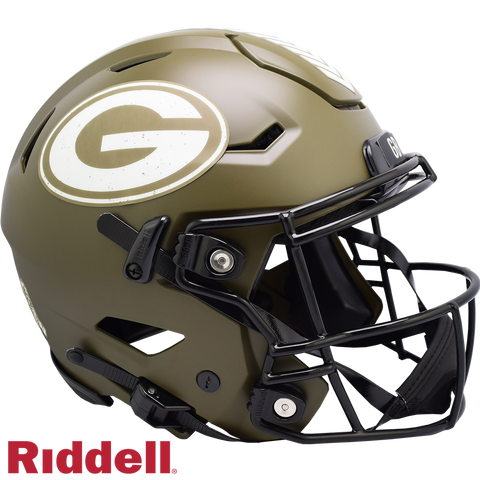 Green Bay Packers Helmet Riddell Authentic Full Size SpeedFlex Style Salute To Service-0