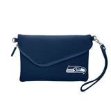 Seattle Seahawks Purse Pebble Fold Over Crossbody Navy - Team Fan Cave