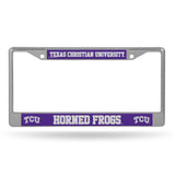 TCU Horned Frogs License Plate Frame Chrome Printed Insert