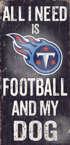 Tennessee Titans Wood Sign - Football and Dog 6"x12"