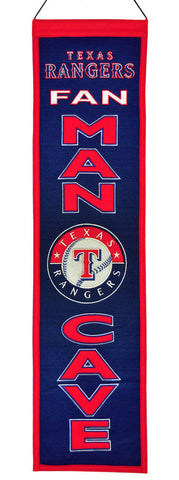 Texas Rangers Banner 8x32 Wool Man Cave - Team Fan Cave