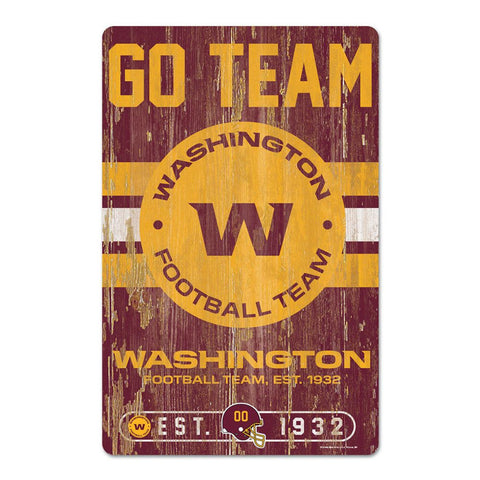 Washington Football Team Sign 11x17 Wood Slogan Design-0