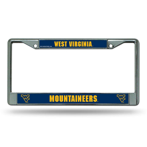 West Virginia Mountaineers License Plate Frame Chrome Printed Insert