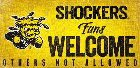 Wichita State Shockers Sign Wood 12x6 Fans Welcome Design - Special Order - Team Fan Cave